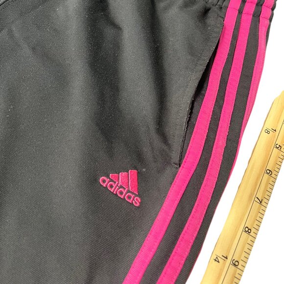 Adidas Track Pants Women's Small Black Logo 3 Stripes Workout Elastic Waist - Picture 3 of 6